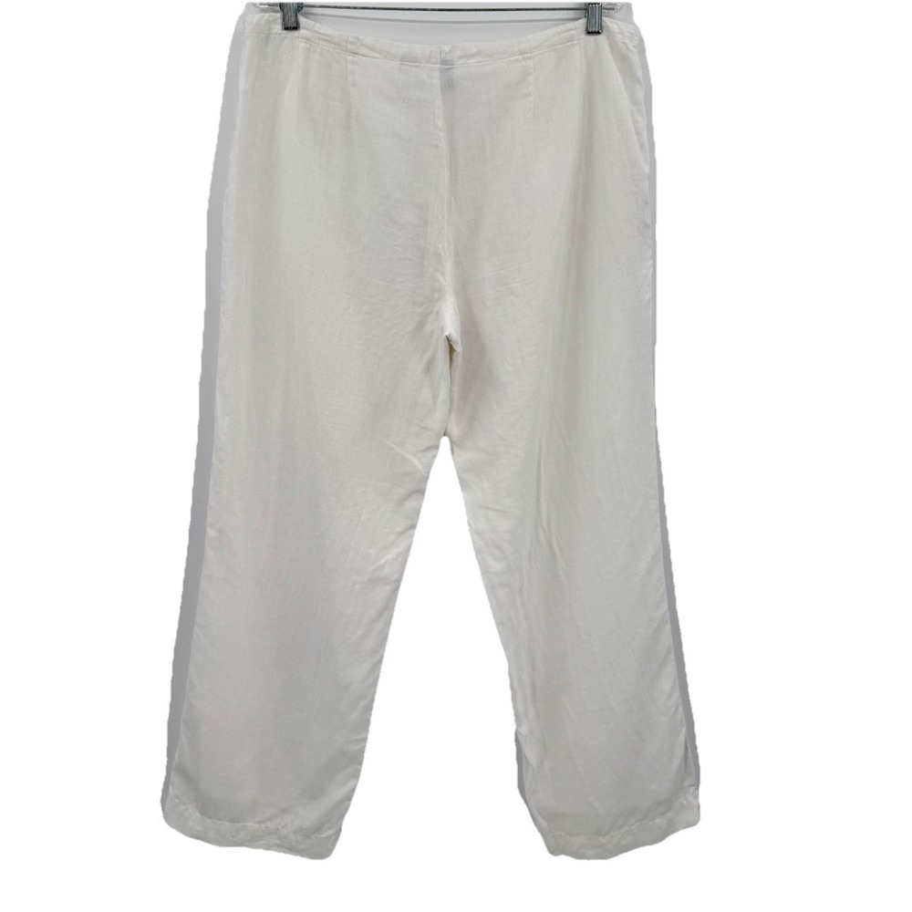 GAP Lined 100% Linen Wide Leg Drawstring Pants Size 12 White Summer Effortless - Picture 3 of 11